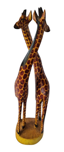 Escultura De Madeira Casal De Girafas Africanas