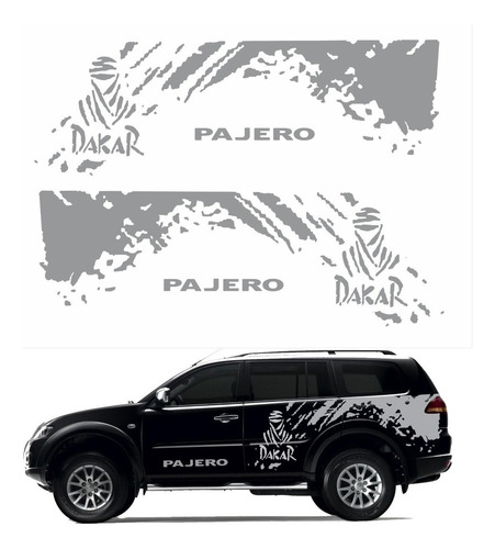 Kit Adesivos Laterais Para Mitsubishi Pajero Dakar 17956 Cor Prata