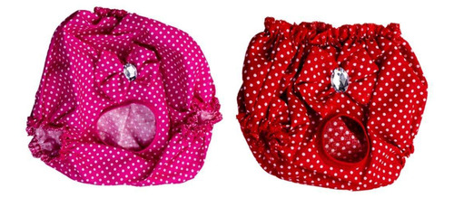 Kit 2 Calcinhas Para Cachorro - Rosa E Vermelho  P