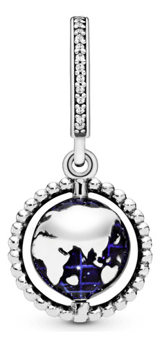 Dije Charm De Plata S925 Compatible Viajes Calidad Premium Mundo Giratorio