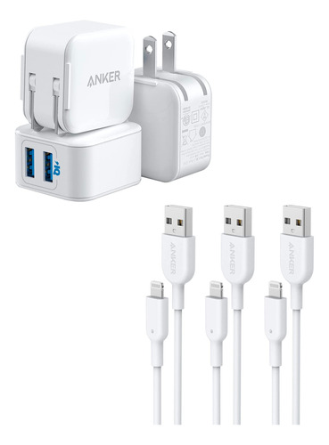 Dor Pared Usb 2 Puerto 12 W 3 Enchufe Plegable Cable Anker