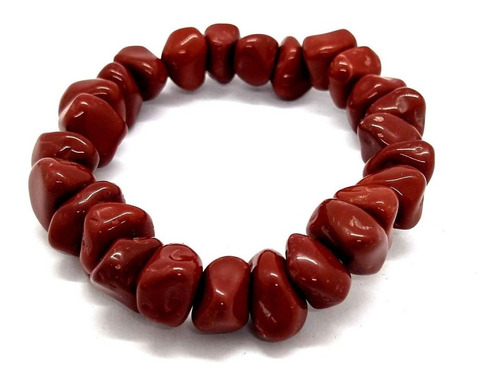 Pulseira De Cascalho Jaspe Vermelho Pedra De Proteção Chakra