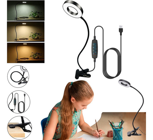 A Lámpara De Lectura Usb Con Clip De Construcción Color