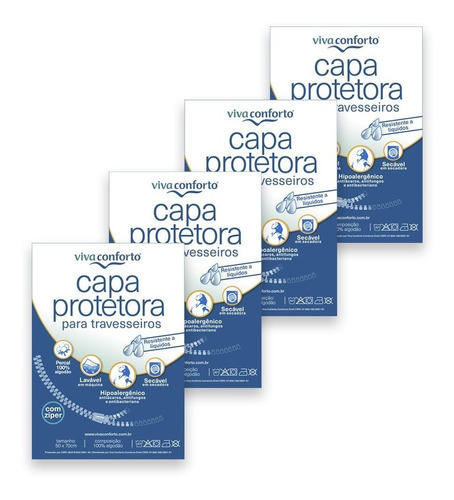 Kit 4 Capas Protetoras De Travesseiros Impermeável