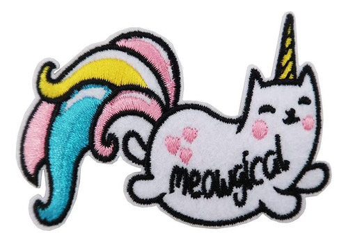 Parche Bordado Con Diseño De Unicornio Y Gato Meowgical Arco