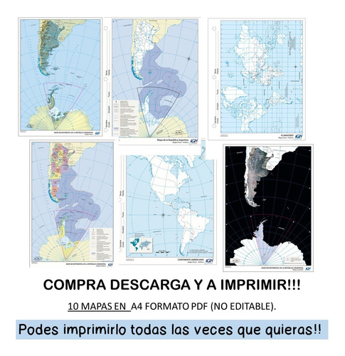 Imagen 2 de 2 de Kit Imprimible De Mapas De Mendoza Y De Argentina