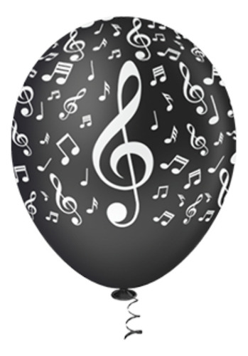 Balão 10 Com 25 Unidades Decoração Notas Musicais Sortidas P