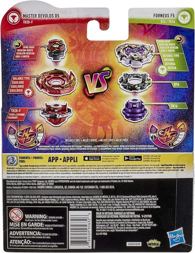 Imagen 4 de 4 de Beyblade Burst Rise Master Devolos D5 Y Forneus F5
