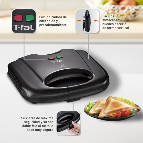 Sandwichera Negra Con Placas Antiadherentes Negro