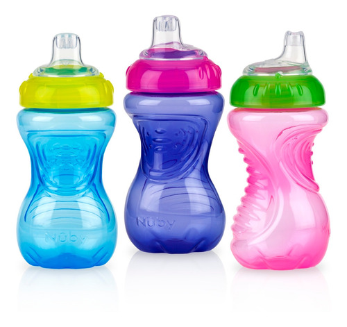 Pack De 3 Vaso Nuby Gripper Con Boquilla De Silicona Suave