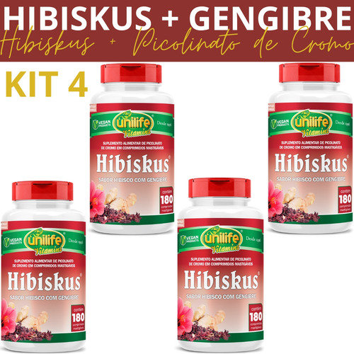 Hibisco Com Gengibre E Picolinato Kit Com 4 180 Comprimidos