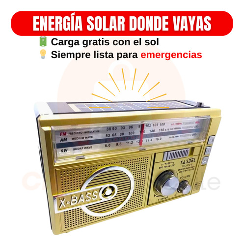 Radio Linterna Panel Solar Am Fm Mp3 Portatil Carga Solar