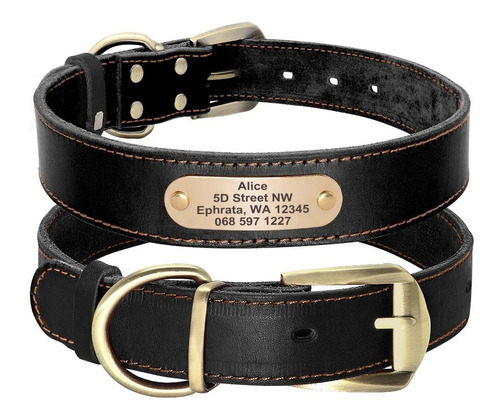 Collar De Cuero Para Perros Con Grabado Xs, S Y M