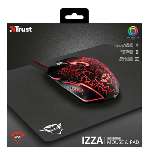 Kit Mouse Gamer  Trust  Izza Gxt 783 Izza Mas Pad Mouse 
