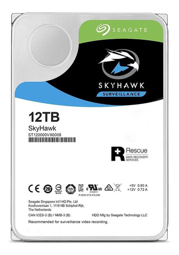 Imagen 1 de 2 de Disco duro interno Seagate SkyHawk ST12000VX0008 12TB
