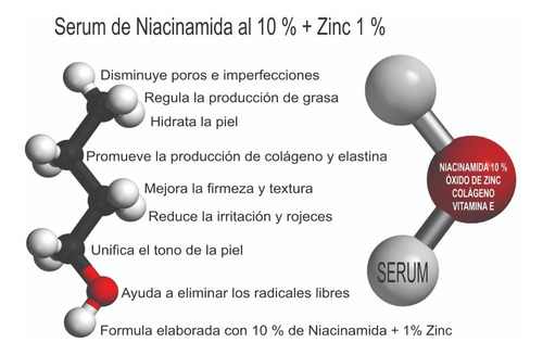 Niacinamida 10% + Zinc 1% Serum 30 Ml. + Colágeno + Vita E