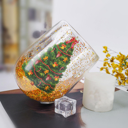 Taza De Cristal Con Forma De De Navidad, Taza De Té, Taza