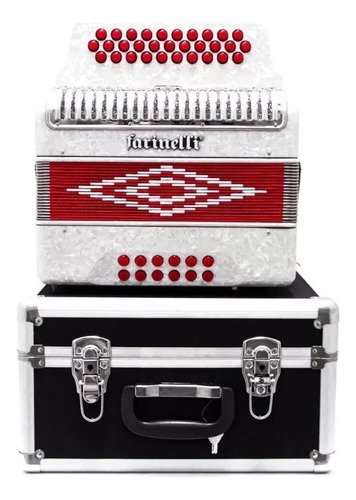 Farinelli Premium Acordeon Botones Fa Blanco 3012faw2hg Br Blanco Con Rojo
