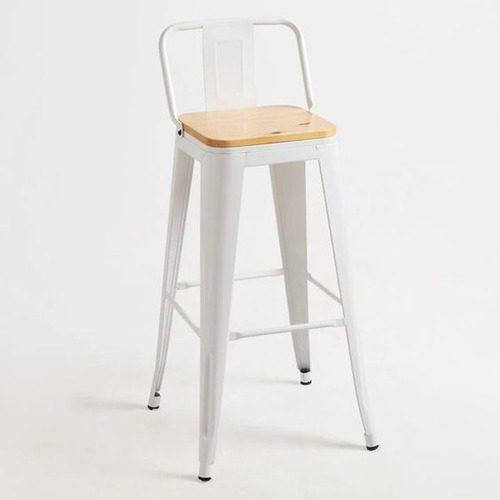 Taburete Tolix De Madera 66cm Color Blanco