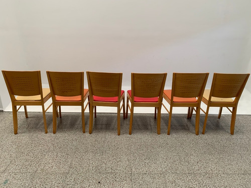 Set Juego 6 Sillas Madera Y Cuerina P/ Mesa Comedor Cocina