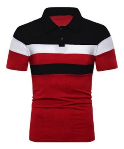 Playera Tipo Polo Estampada A Rayas Para Hombre