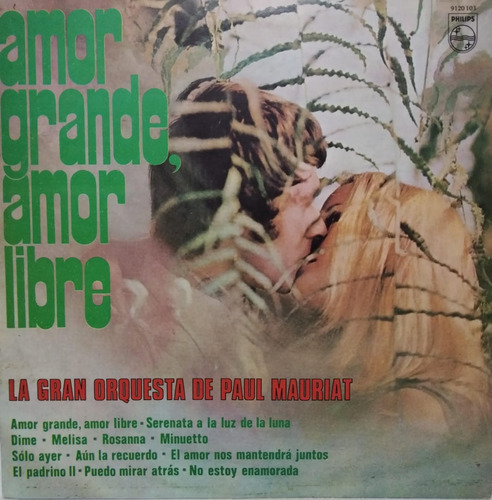 Amor Grande, Amor Libre La Gran Orquesta De Paul Mauriat Lp