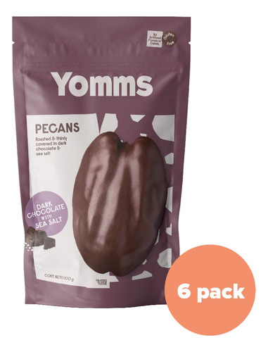 6 Pack Nuez Pecana Premium Dark Chocolate 100 Gr Yomms