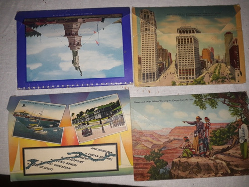 Postales Antigua Made In Usa Lote X 4 Desplegables