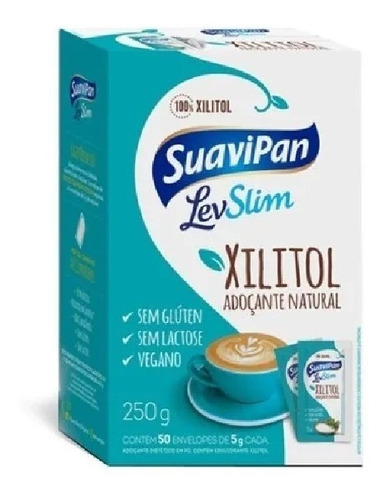 Adoçante Natural 100% Xilitol S/glúten Suavipan 50 Sachês 5g