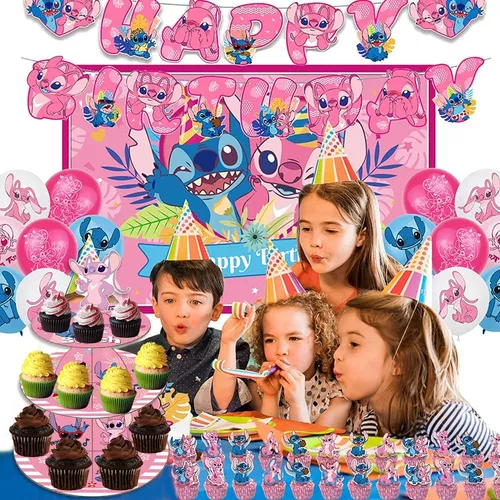 25 adornos para tartas de Lilo y Stitch color rosa, decoración de cupcakes  para fiesta de cumpleaños