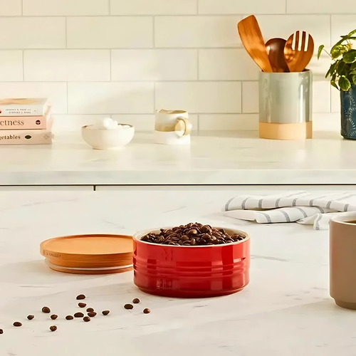Pote Le Creuset Em Cerâmica Tampa De Madeira 420ml Vermelho