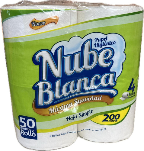 20 Rollos De Papel Higienico Nube Blanca - 50 Mts Cada Rollo