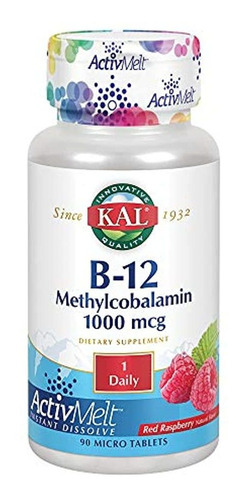 Kal B-12 methylcobalamin Active Melt Frambuesa Tablets, 1000