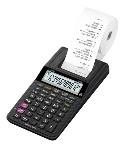 Calculadora Casio Hr-8rc-bk Mini Impresora 12 Dígitos Negro 