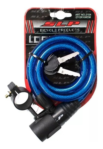 Cadena Linga Moto Bicicleta Recubierta Tela Candado Llaves Color Azul