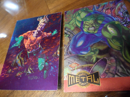 Tarjetas Hulk Y Aquaman Pepsi Cards Metálicas Marvel Dc 1995