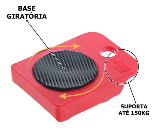 Conjunto De Rodas Para Mover Móveis Até 150kg Fácil
