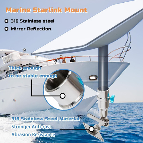 Soporte Starlink Acero Inoxidable Adaptador Yate Barco Rv Ma Color