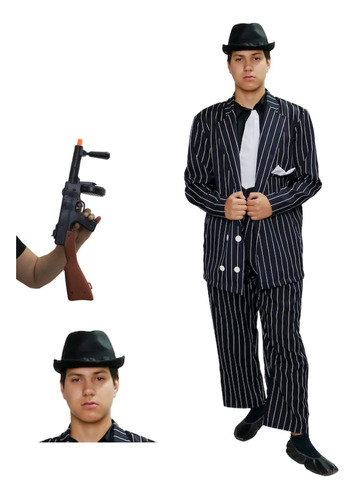 Disfraz Traje Gangster Mafioso Con Accesorios Adulto Hombre