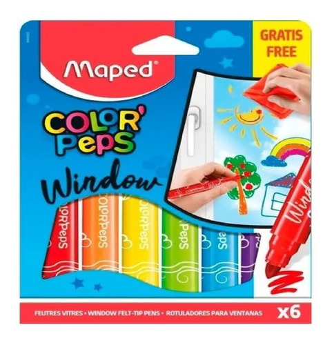 Imagen 1 de 4 de Maped Marcadores Color Peps Window Ventana X6 Colores