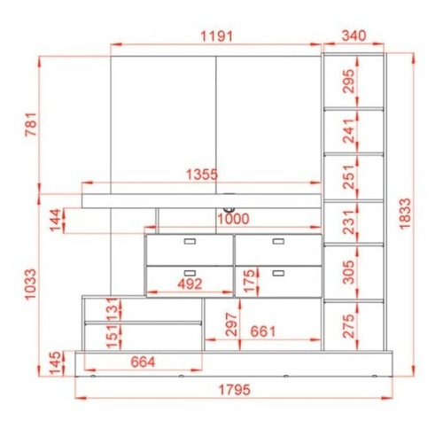 Imagen 4 de 5 de Modular Rack 126 Mueble Para Tv Led Hasta55 Bahiut Aparador