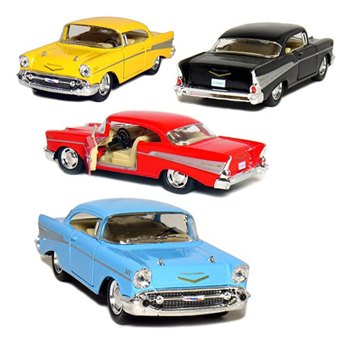 Kinsmart Juego De 4:  Chevy Bel Air Coupe Escala 1:40 (negr.