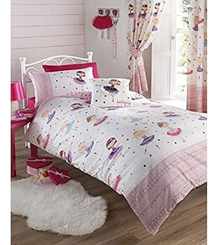 Juego De Cama Con Funda De Edredón Rosa Bailarina, Ropa De C