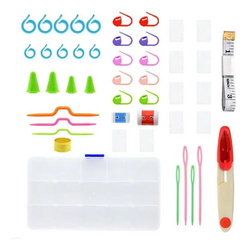 Set De Tejido Crochets Mas Bolsito Porta Ovillos Y Lanas 50g