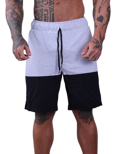 Bermuda Moletom Slim Treino Camuflado Shorts Cinza Escuro