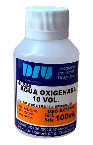 Agua Oxigenada 10 Vol 100cc - Diu