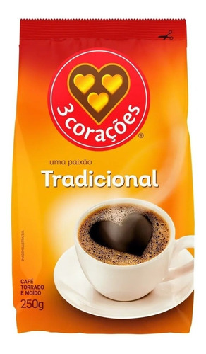 Café Torrado E Moído Tradicional 3 Corações Pacote 250g
