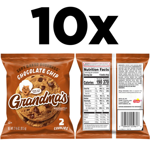 Galletas Con Chispas De Chocolate 81 Gramos Paquete De 10