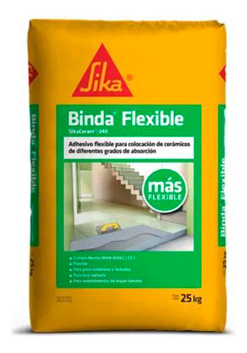 Sika Bindafix Flexible Adhesivo Para Cerámica 25 Kg Elsue