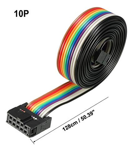 Cable Plano Uxcell Idc Rainbow Wire, 10 Pines, 128 Cm De Lon